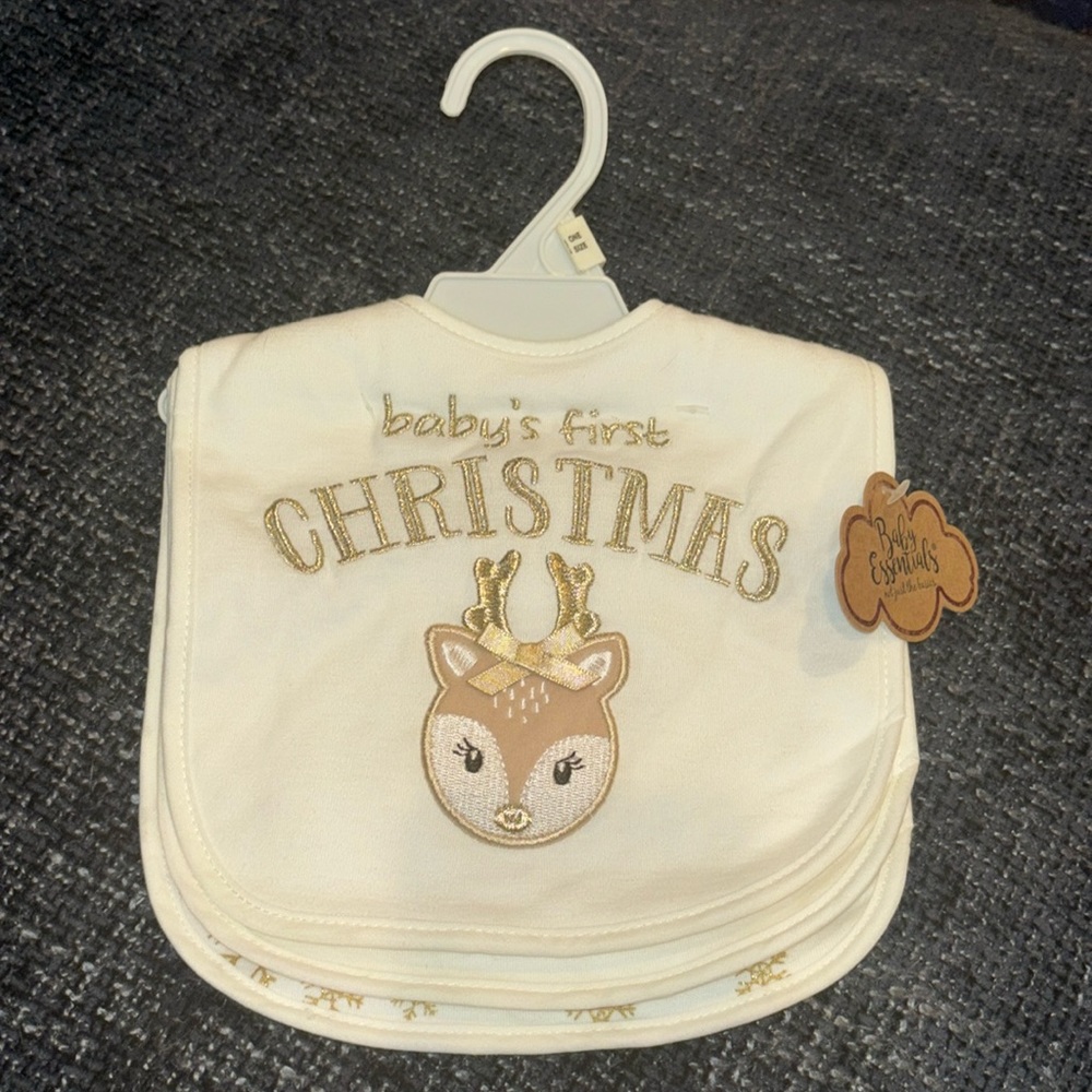 NWT! Baby’s First Christmas Bib Set